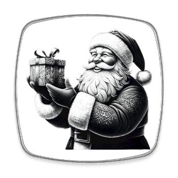 Cadeau de Père Noël dessiné à la main - Magnet carré - blanc - Devant