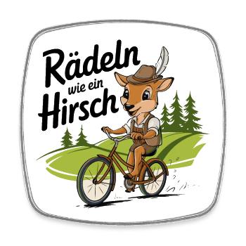 Radeln wie ein Hirsch - Viereckiger Kühlschrankmagnet - Weiß - Vorne