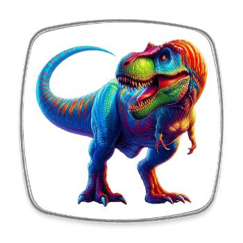 Dinosaurier - Viereckiger Kühlschrankmagnet - Weiß - Vorne