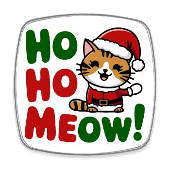Festliche Katze im Nikolausmütze Design - Viereckiger Kühlschrankmagnet - Weiß - Vorne