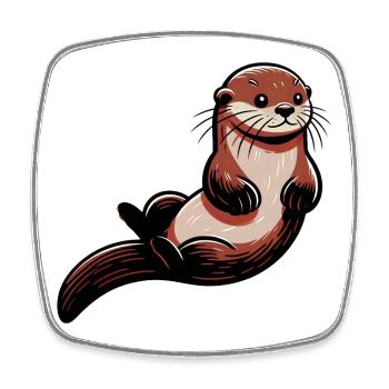 Otter - Square fridge magnet - white - Front
