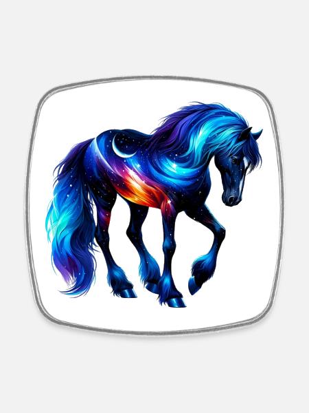 Cheval - Magnet carré - blanc
