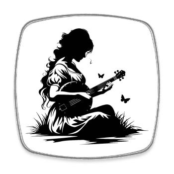 Banjo Girl Drawing - Square fridge magnet - white - Front