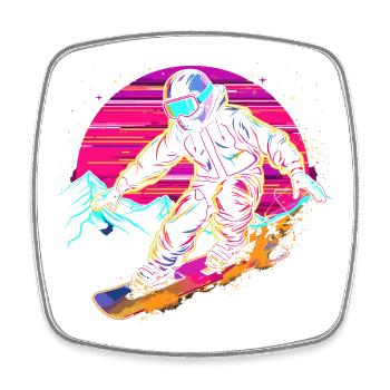 Snowboarder Vaporwave - Viereckiger Kühlschrankmagnet - Weiß - Vorne
