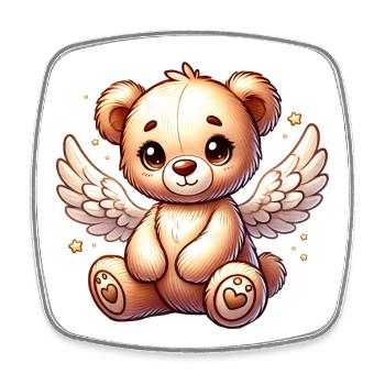 Ours en peluche ange doux compagnon de Noël - Magnet carré - blanc - Devant