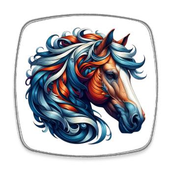 Cheval - Magnet carré - blanc - Devant