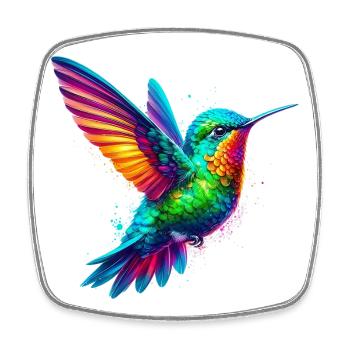 Kolibri - Viereckiger Kühlschrankmagnet - Weiß - Vorne