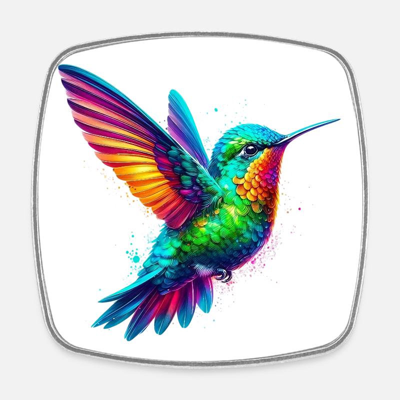 Colibri - Magnet carré - blanc