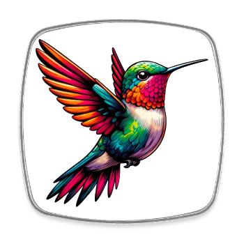 Kolibri - Viereckiger Kühlschrankmagnet - Weiß - Vorne