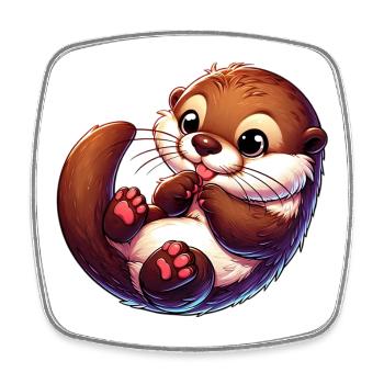 Otter - Square fridge magnet - white - Front