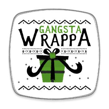 gangsta wrappa christmas funny gift xmas - Square fridge magnet - white - Front