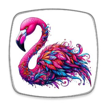 Flamingo - Viereckiger Kühlschrankmagnet - Weiß - Vorne