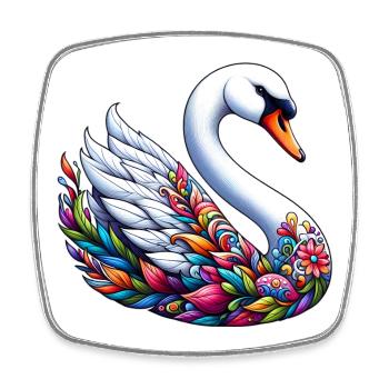 Schwan - Viereckiger Kühlschrankmagnet - Weiß - Vorne