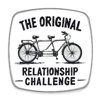 Tandem Challenge Funny Bicycle Design - Square fridge magnet - white - Front