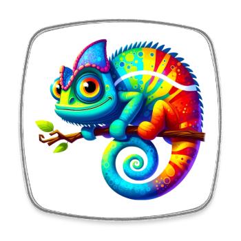 Chameleon - Square fridge magnet - white - Front