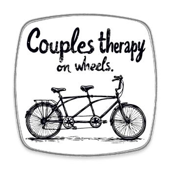 Tandem Couple Bicycle Therapy - Square fridge magnet - white - Front