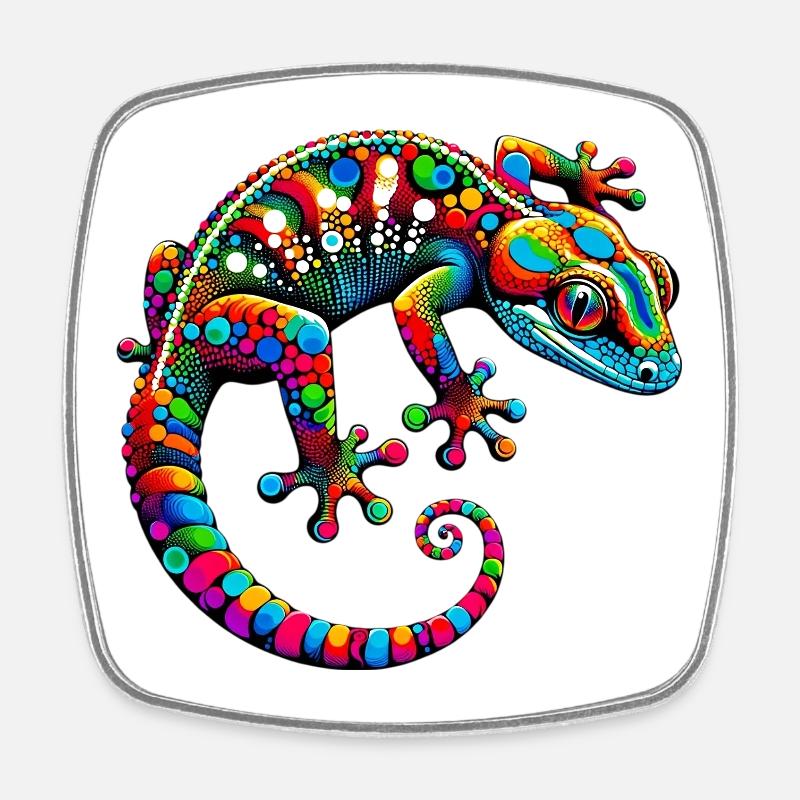 Gecko - Viereckiger Kühlschrankmagnet - Weiß