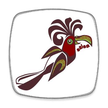 oiseau de paradis salsa oiseau calypso danse rétro - Magnet carré - blanc - Devant