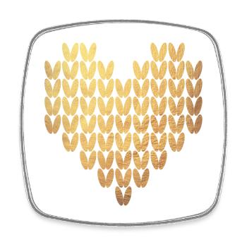 Motif de tricot coeur or Exclusive Love Winter - Magnet carré - blanc - Devant