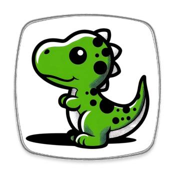 Dinosaure - Magnet carré - blanc - Devant