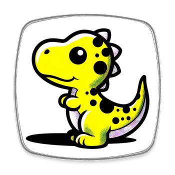 Dinosaurier - Viereckiger Kühlschrankmagnet - Weiß - Vorne