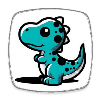 Dinosaurier - Viereckiger Kühlschrankmagnet - Weiß - Vorne