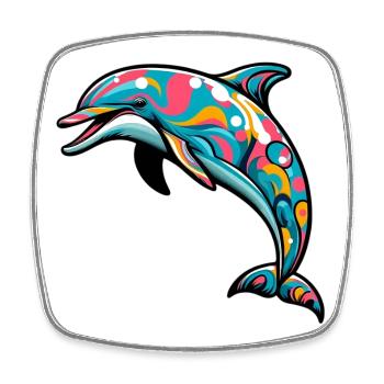 Dolphin - Square fridge magnet - white - Front