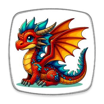 Drache - Viereckiger Kühlschrankmagnet - Weiß - Vorne