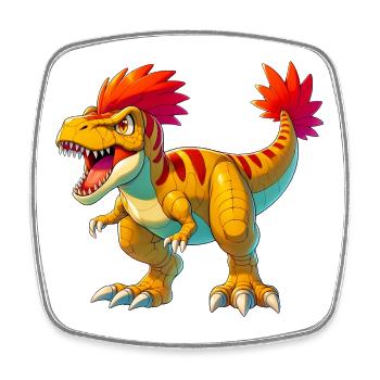 Dinosaurier - Viereckiger Kühlschrankmagnet - Weiß - Vorne