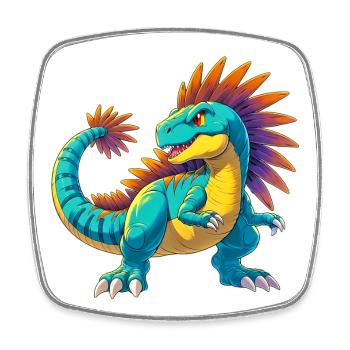 Dinosaurier - Viereckiger Kühlschrankmagnet - Weiß - Vorne