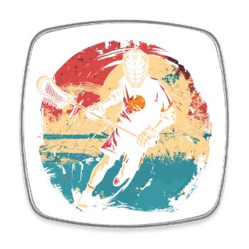 Lacrosse player 80s - Square fridge magnet - white - Front