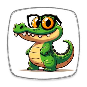 Alligator-Krokodil - Viereckiger Kühlschrankmagnet - Weiß - Vorne