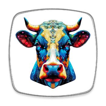 Vache - Magnet carré - blanc - Devant