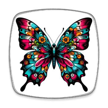 Papillon - Magnet carré - blanc - Devant