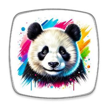 Panda - Viereckiger Kühlschrankmagnet - Weiß - Vorne
