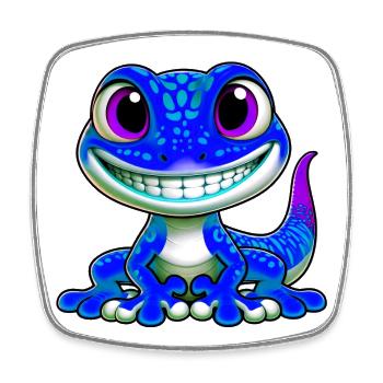 Gecko - Viereckiger Kühlschrankmagnet - Weiß - Vorne