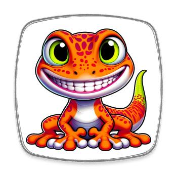 Gecko - Magnet carré - blanc - Devant