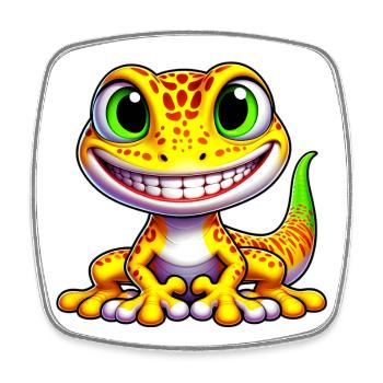 Gecko - Magnet carré - blanc - Devant