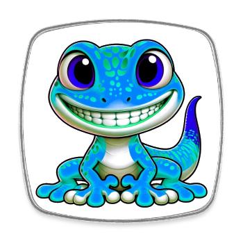 Gecko - Viereckiger Kühlschrankmagnet - Weiß - Vorne