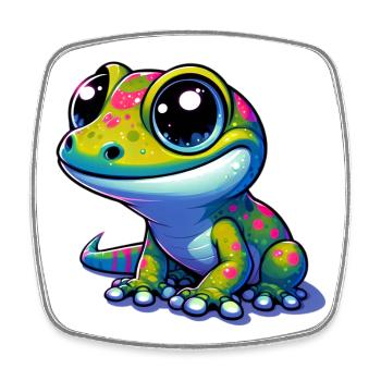Gecko - Viereckiger Kühlschrankmagnet - Weiß - Vorne