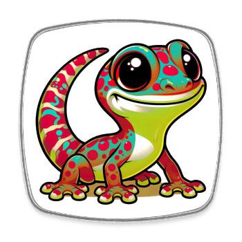 Gecko - Viereckiger Kühlschrankmagnet - Weiß - Vorne