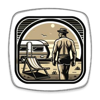 Camping Urlauber - Viereckiger Kühlschrankmagnet - Weiß - Vorne