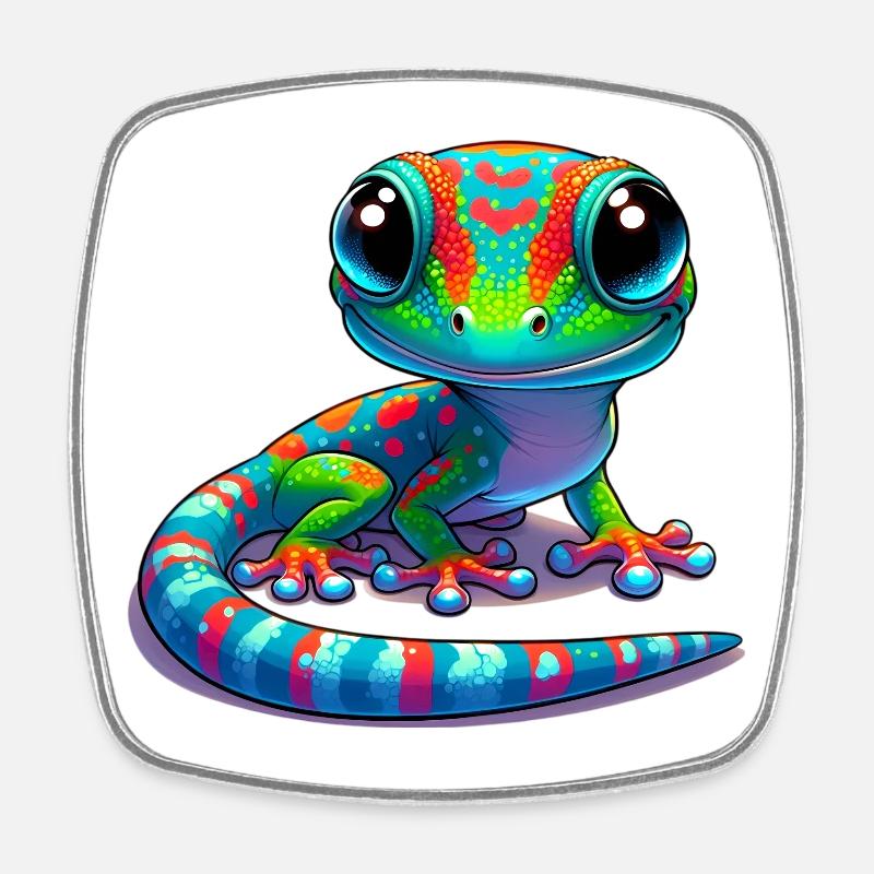 Gecko - Viereckiger Kühlschrankmagnet - Weiß