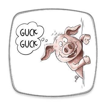 Guck Guck Schweinchen Schwein Wutz Wutzchen - Viereckiger Kühlschrankmagnet - Weiß - Vorne
