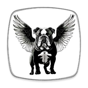 Bulldog with Wings – Heavenly Dog Design - Square fridge magnet - white - Front