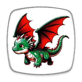 Dragon - Square fridge magnet - white - Front