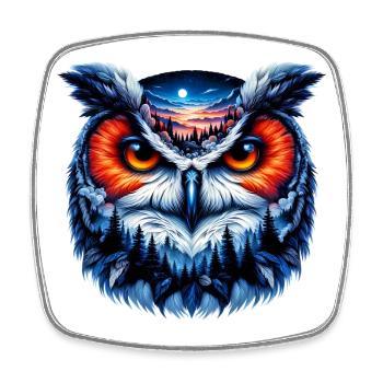 Owl - Square fridge magnet - white - Front