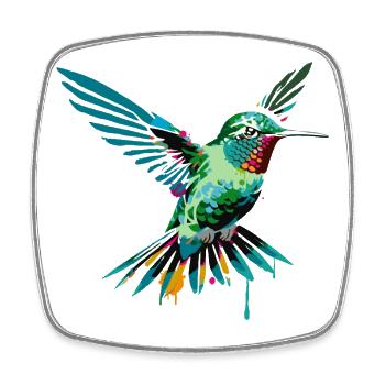 fascinating beauty of a hummingbird as a graffit - Square fridge magnet - white - Front