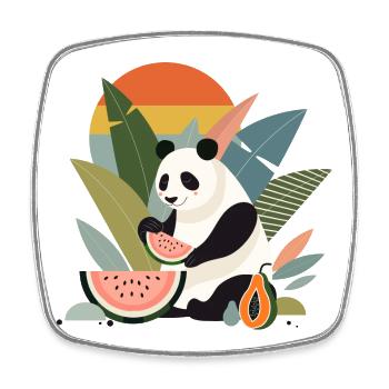 Panda with exotic plants and fruits - Square fridge magnet - white - Front