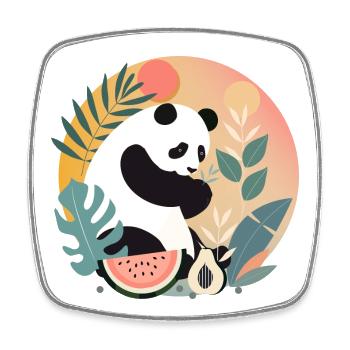 Panda with exotic plants and fruits - Square fridge magnet - white - Front